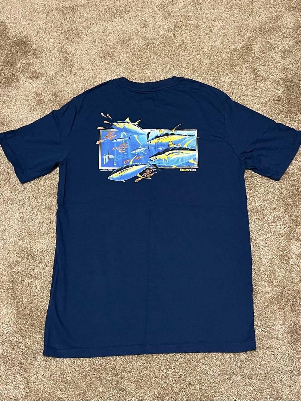 Guy Harvey Navy Graphic Tee with White Logo